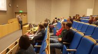 Teilnehmer h&ouml;ren eine Vortrag beim Open Day der Riga Stradins University